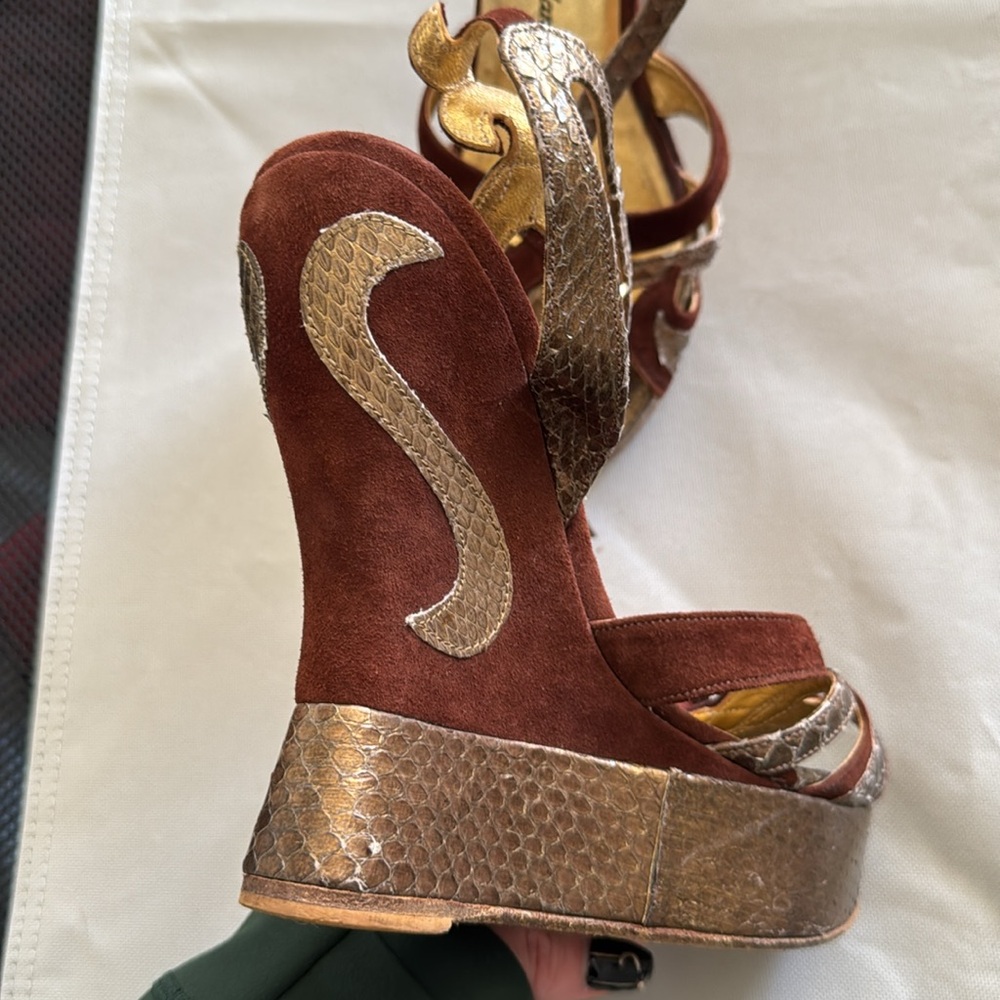 Terry de Havilland brown and gold wedges size 36 - Picture 6 of 13